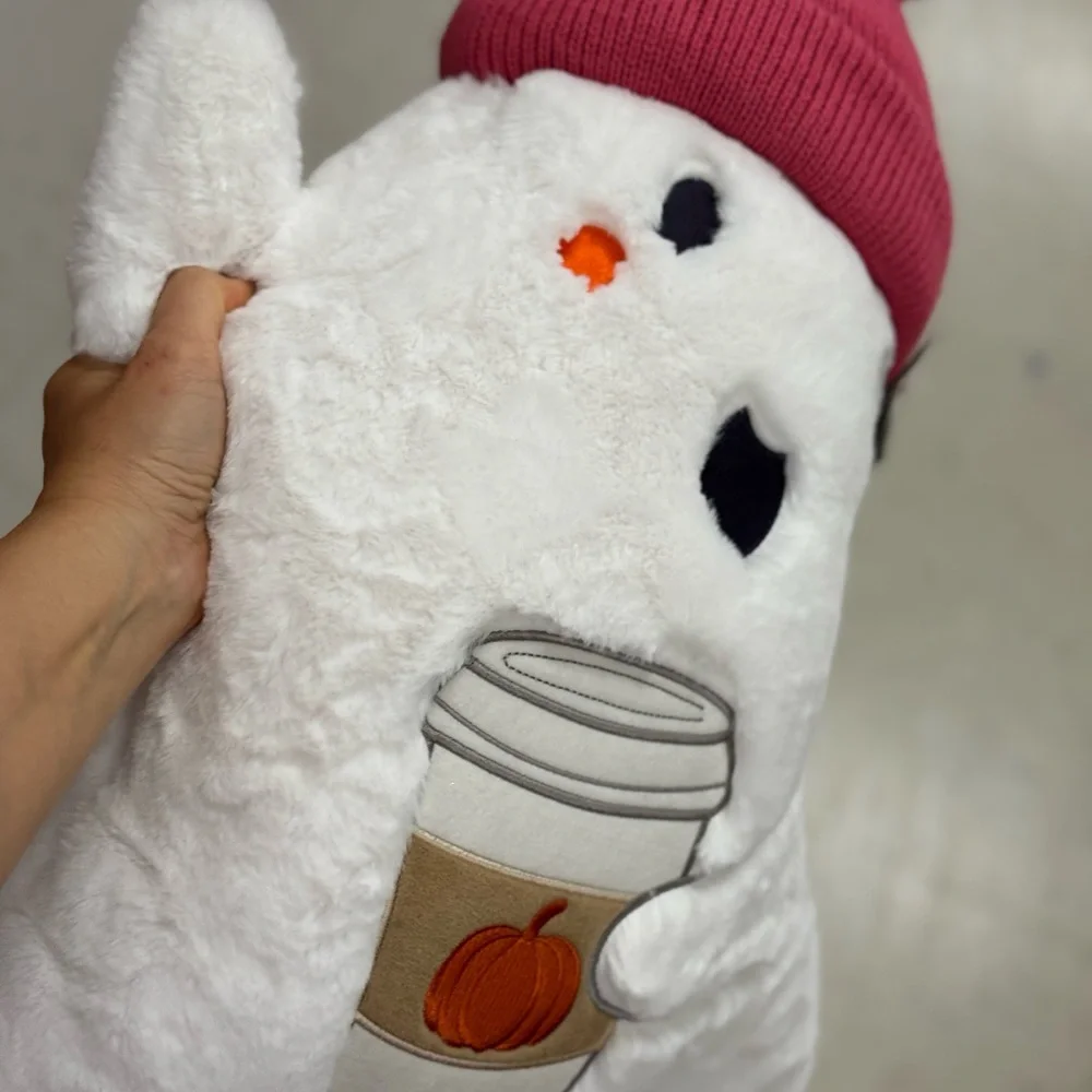 Martha Stewart White Ghost Pillow with Pink Hat